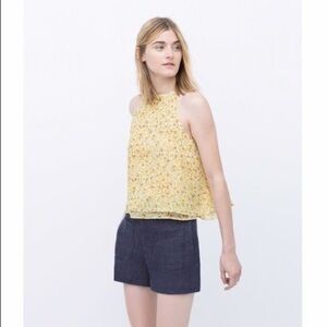 🆕 ZARA yellow floral halter top blouse
